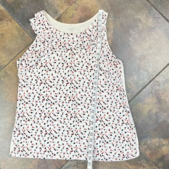 Loft Sleeveless Ruffle Spotted Blouse Large - Picture 5 of 8